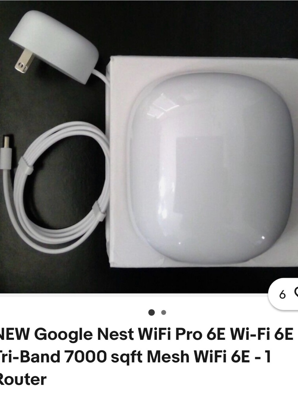 Google nest White WiFi pro 6E router